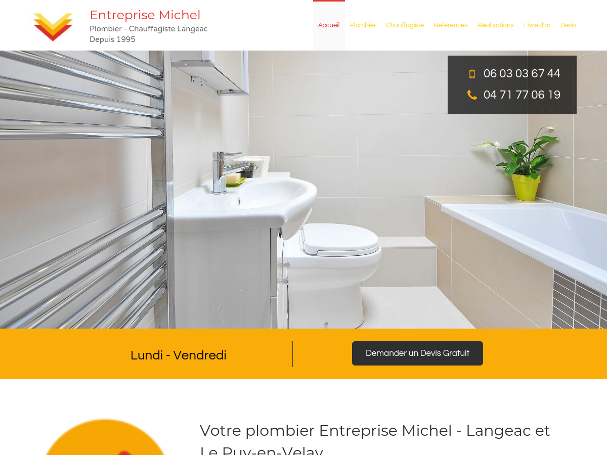 Exemple de site internet de Plomberie, Chauffage et Climatisation à Langeac