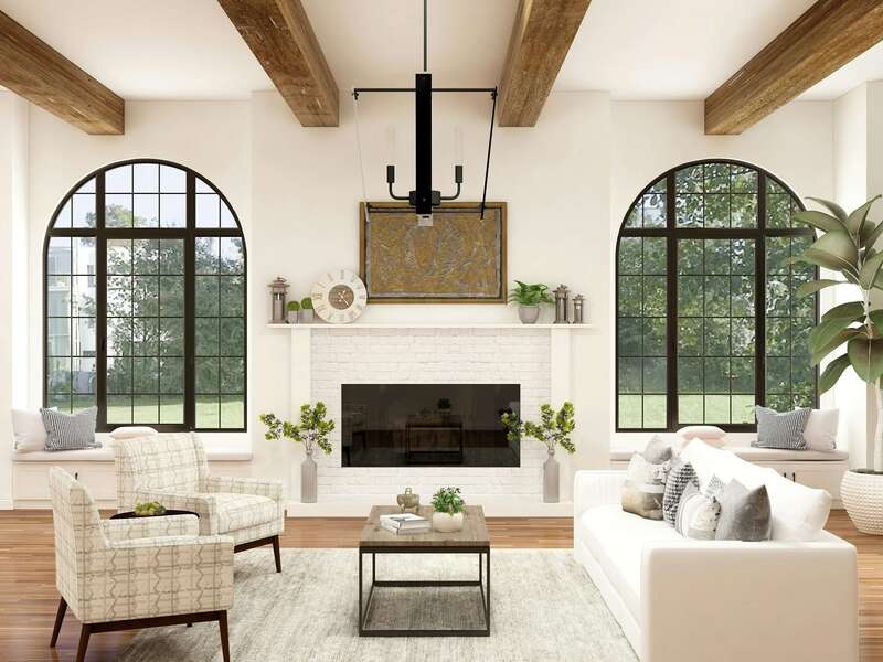 Fenêtre cintrée ALU noir décor intérieur vitrage croisillon noir