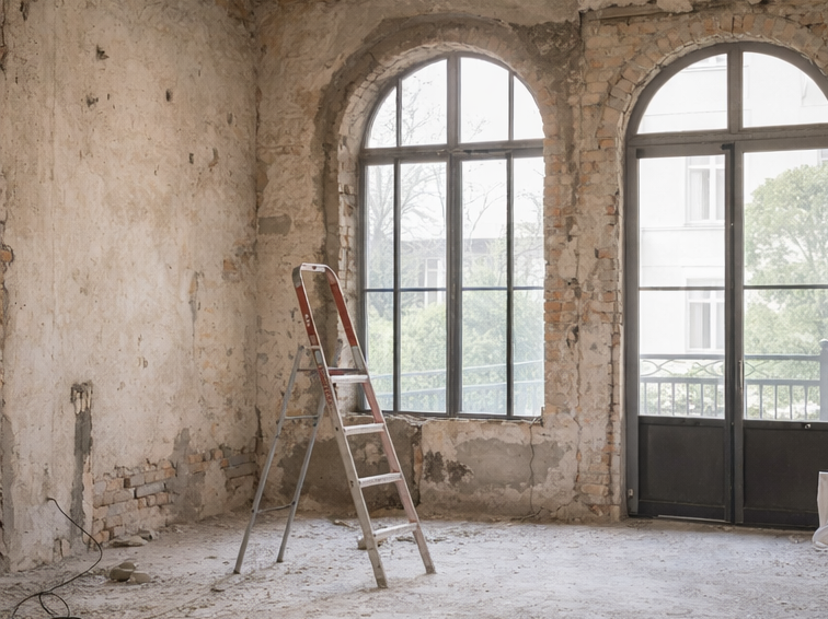 Intérieur avant travaux avec espace à rénover dans les Alpes-Maritimes