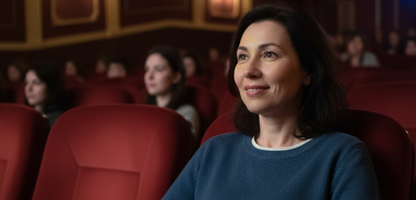French woman watching a movie
