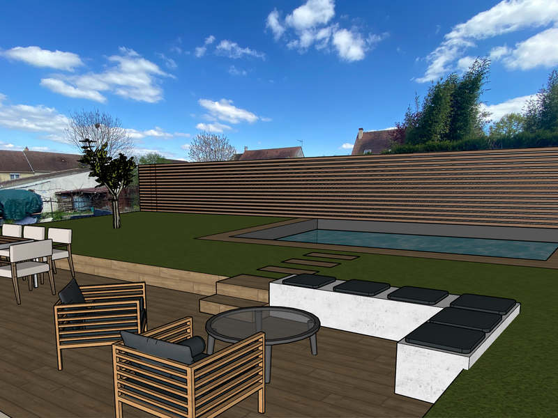 mélange réel et 3D pour prévisualisation piscine