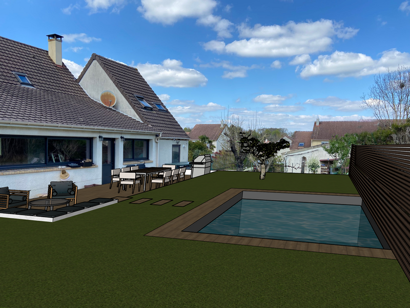photo 3D avec piscine