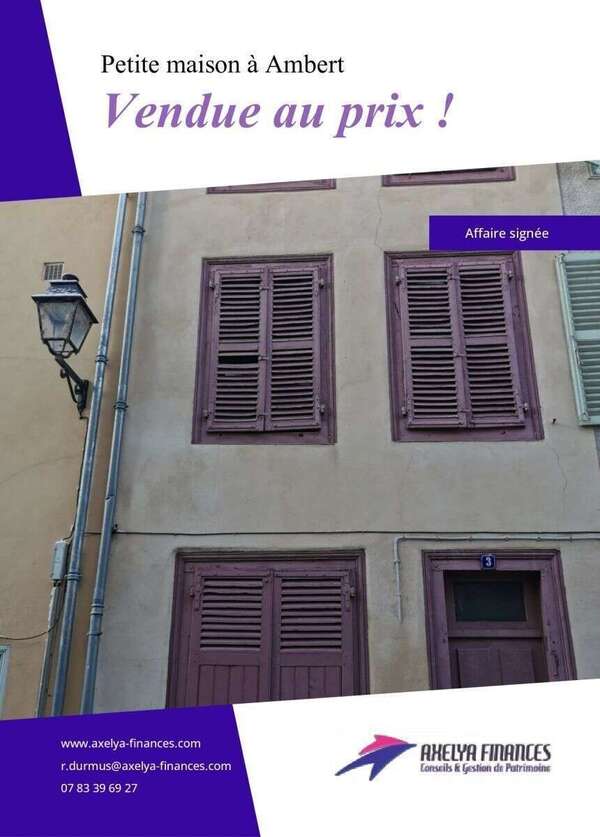 Notre dernière vente : une maison dans le centre ville d'Ambert 63600