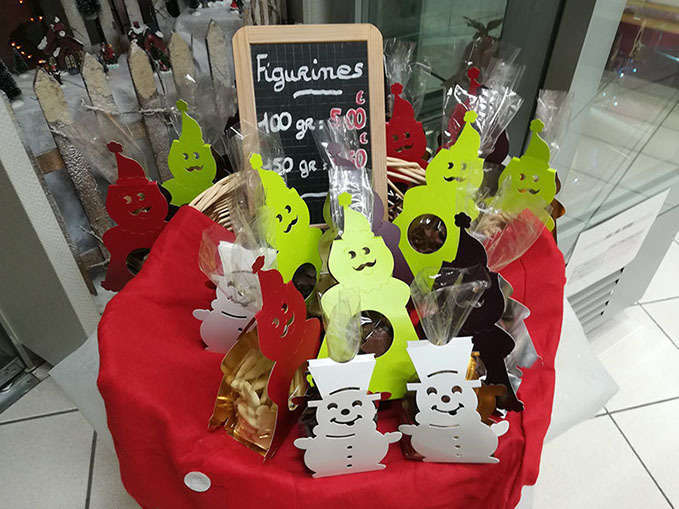 Sachets figurines chocolats Noël