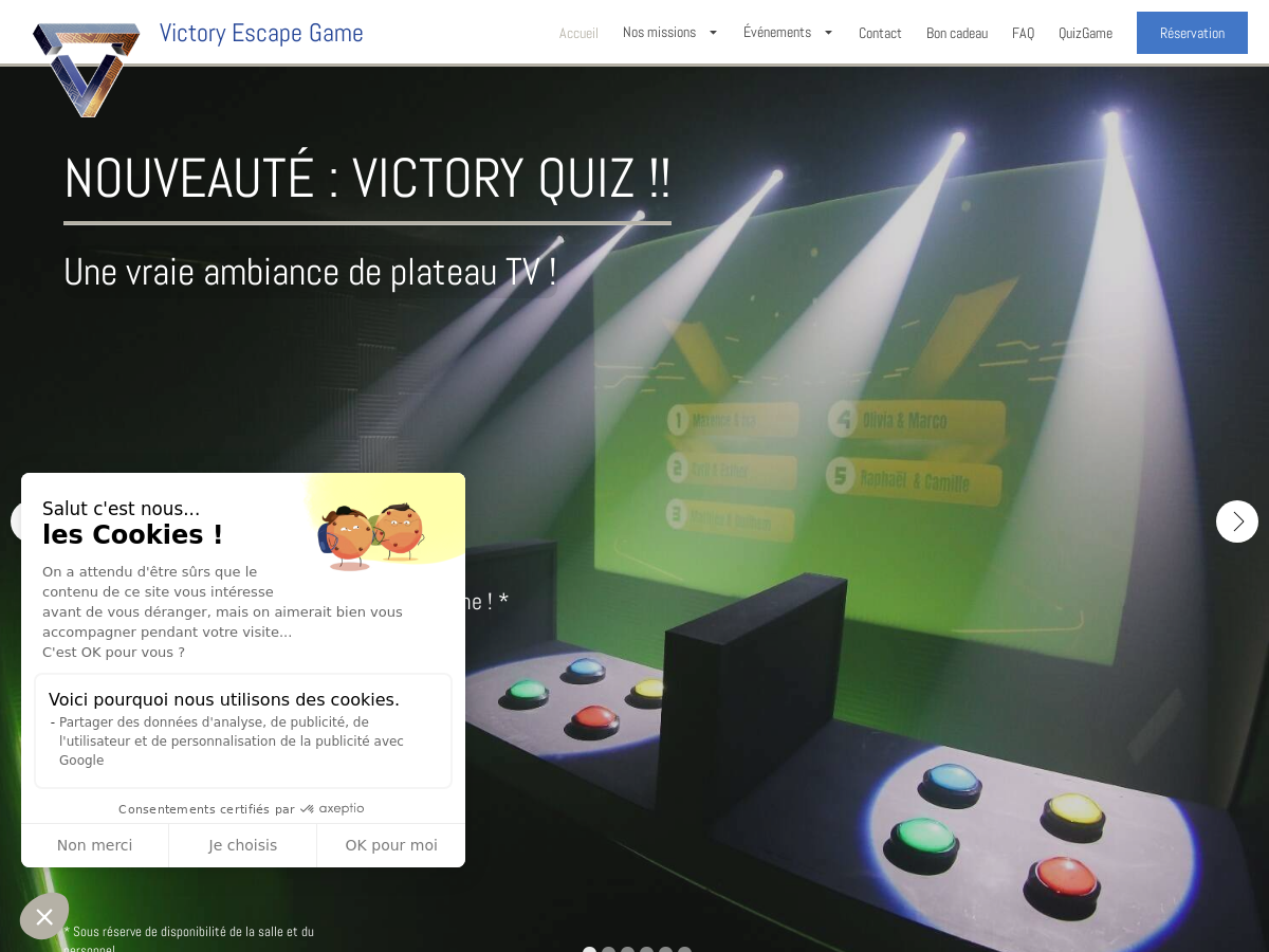 Exemple de site internet de Escape Game à Paris