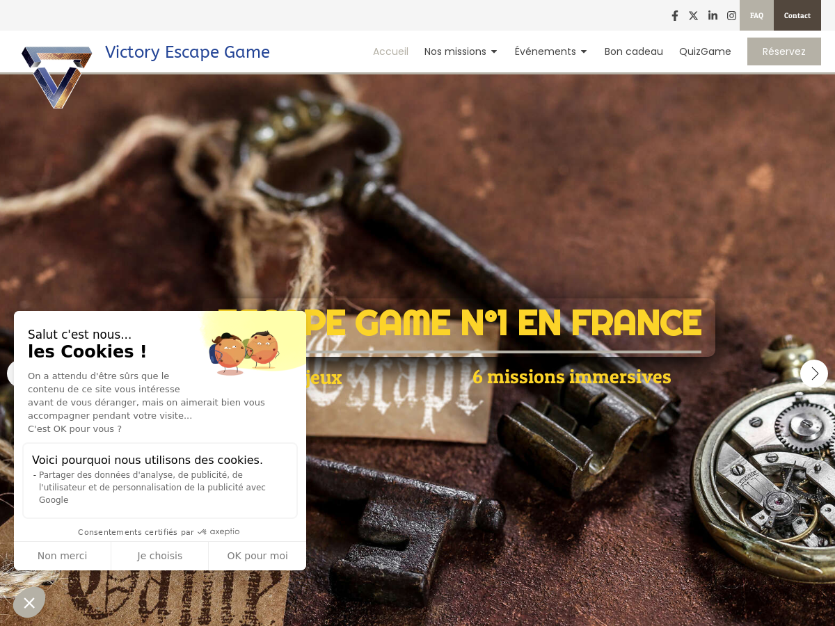 Exemple de site internet de Escape Game à Paris