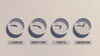 four clocks from different countries