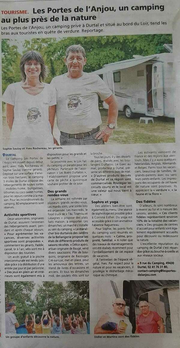 Nouvelles séances en groupe aux campings de Durtal et du Lude