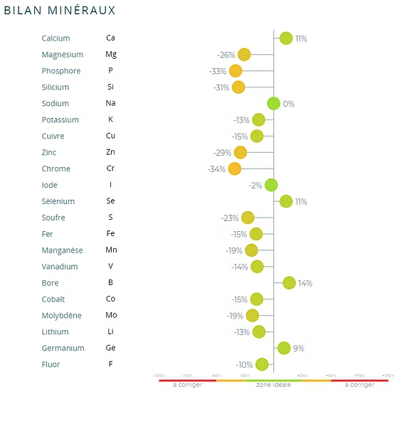 Analyse des minéraux tissulaire OLIGOCHECK 