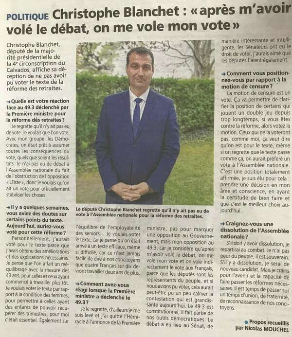 Christophe Blanchet "après m'avoir volé le débat, on me vole mon vote"