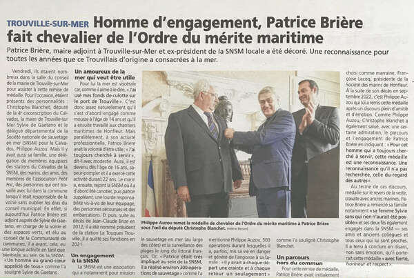 Homme d'engagement, Patrice Brière fait chevalier de l'Ordre du mérite maritime