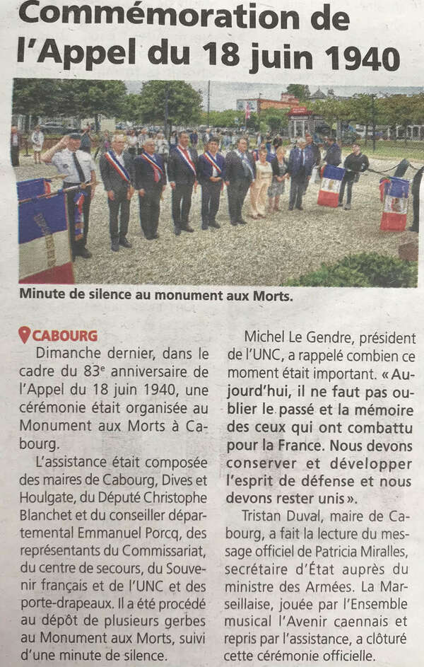 Commémoration de l'Appel du 18 juin