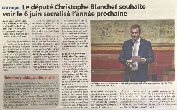 Le Député Christophe Blanchet souhaite voir le 6 juin sacralisé l'année prochaine