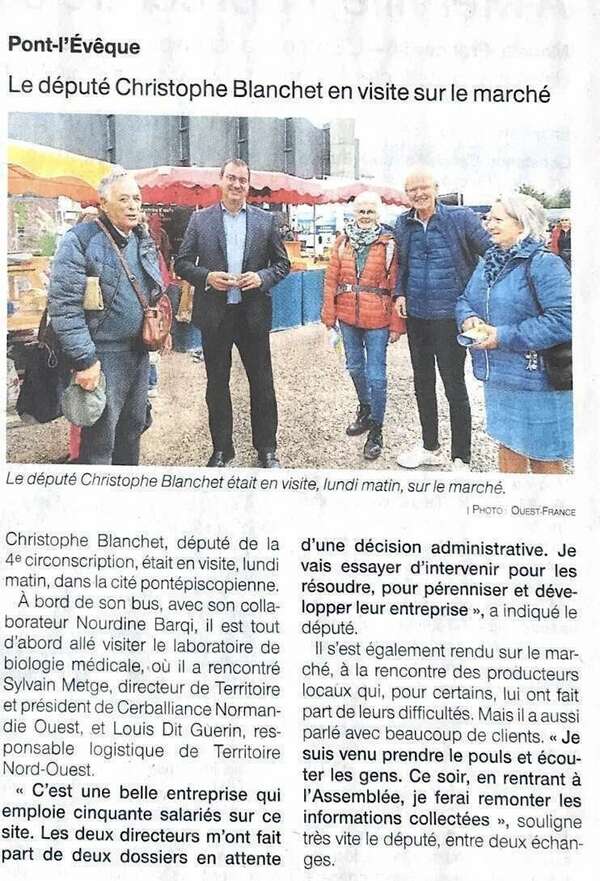 Le Député Christophe Blanchet en visite sur le marché