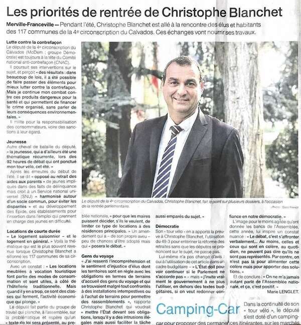 Les priorités de rentrée de Christophe Blanchet