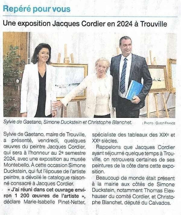 Une exposition Jacques Cordier en 2024 à Trouville