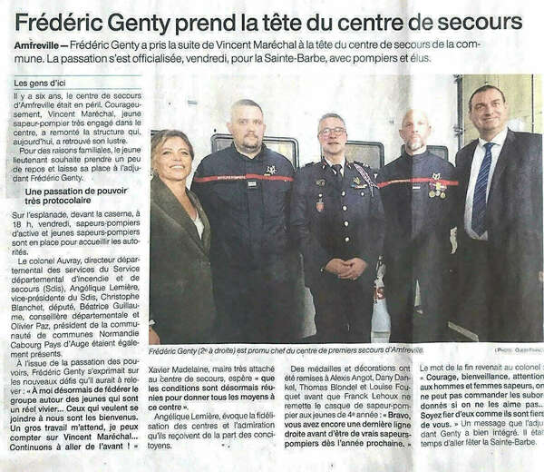 Frédéric Genty prend la tête du centre de secours
