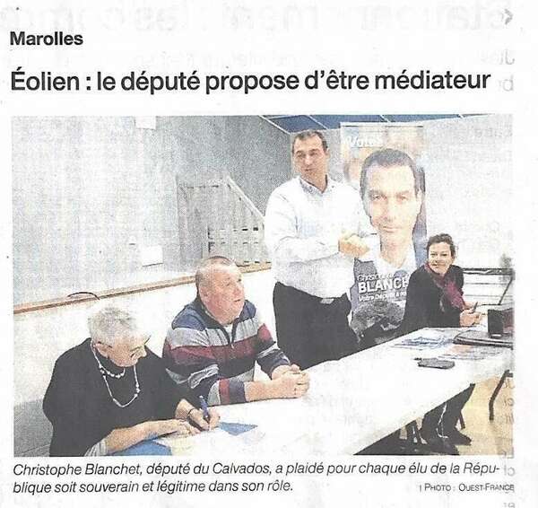 Éolien : le Député Christophe Blanchet propose d'être médiateur