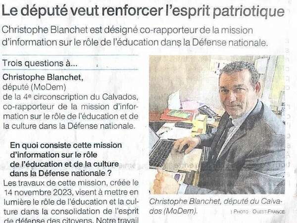 Le Député Christophe Blanchet veut renforcer l'esprit patriotique