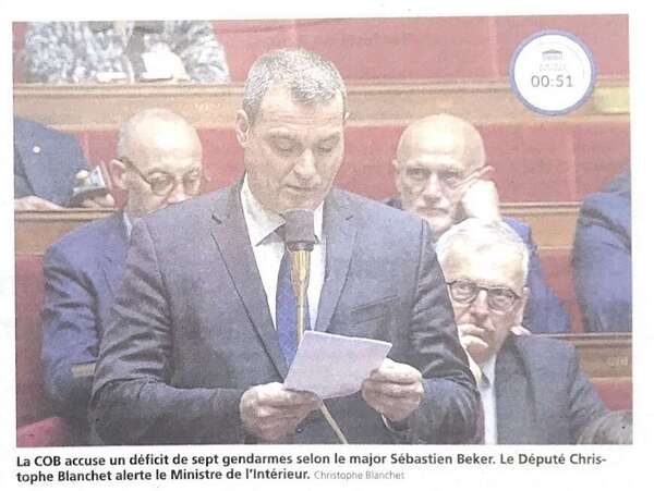 Manque de gendarmes : le Député Christophe Blanchet alerte le ministre de l'Intérieur
