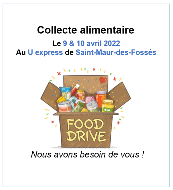 Collecte Alimentaire 9 & 10 avril 2022