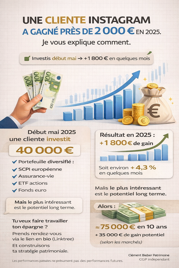 Une cliente a gagné près de 2 000 € en 2025 avec un portefeuille diversifié : voici comment