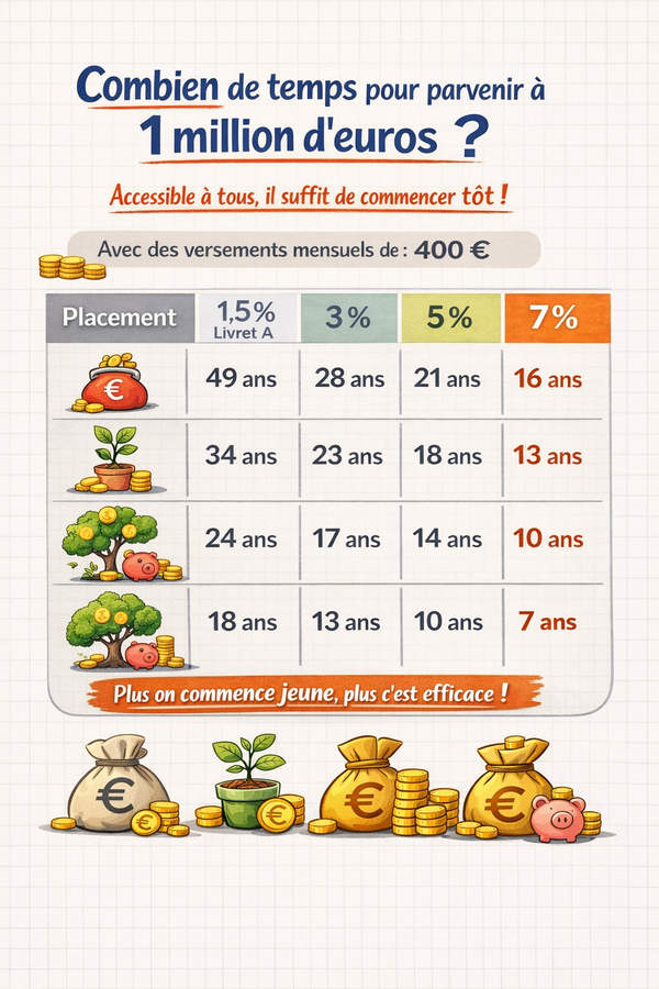 Comment atteindre 1 million d’euros avec 400 € par mois ? La puissance des intérêts composés