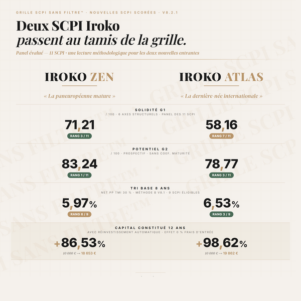Iroko Zen et Iroko Atlas : analyse complète selon la Grille SCPI Sans Filtre™