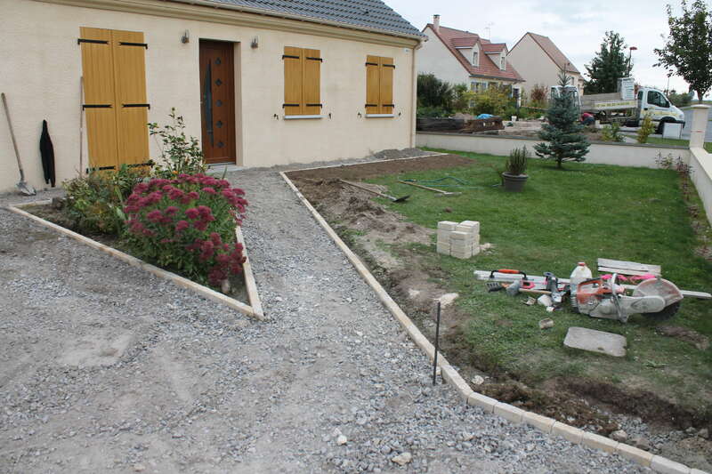 Délimitation de bordure en pavés 14 x 14