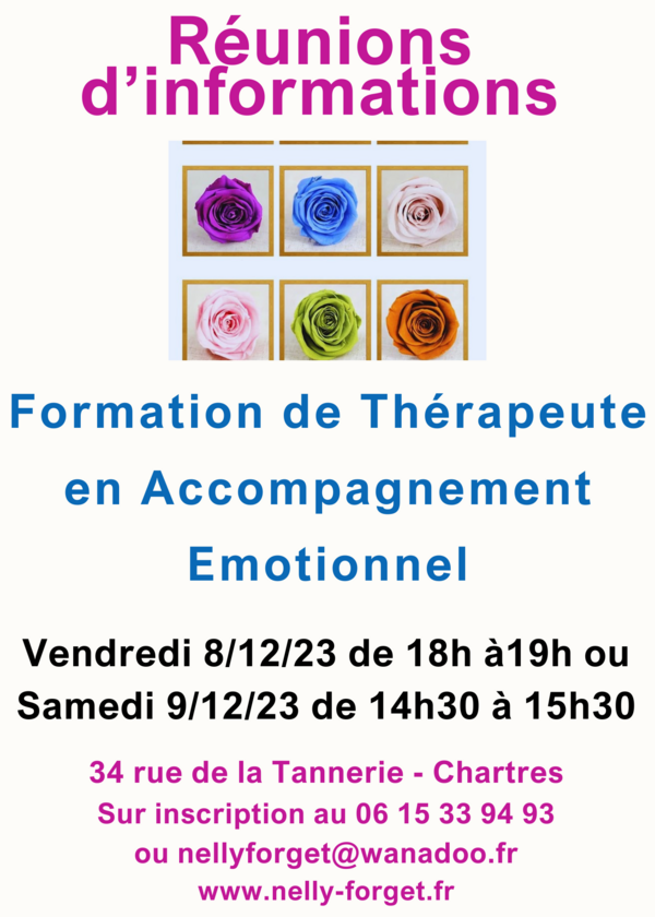 Réunions d'informations sur la Formation de Thérapeute en Accompagnement Emotionnel