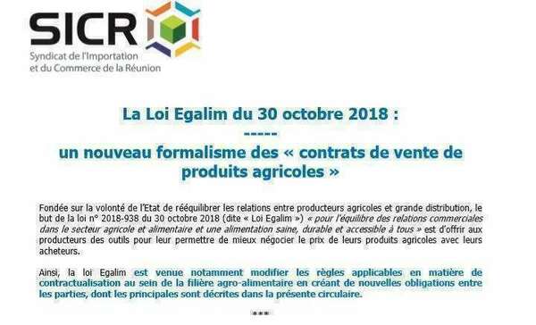 La Loi Egalim du 30 octobre 2018 : un nouveau formalisme des « contrats de vente de produits agricoles »     