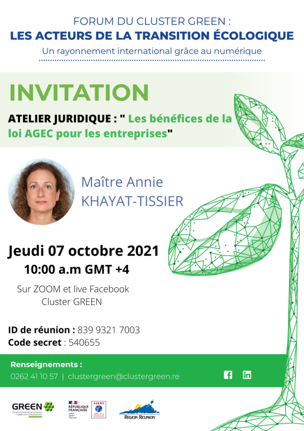 Forum du Cluster Green - Les bénéfices de la loi AGEC pour les entreprises réunionnaises