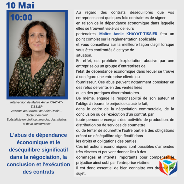 Matinale du SICR : L'abus de dépendance économique et le déséquilibre significatif dans la négociation, la conclusion et l'exécution des contrats