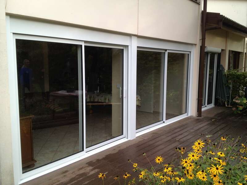 Après : Coulissants 2 vantaux aluminium Blanc (vue extérieure)