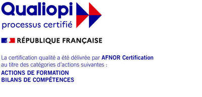 La certification qualité a été délivrée au titre des catégories : - Actions de Formation
  - Bilan de Compétences
 (Par AFNOR Certification)