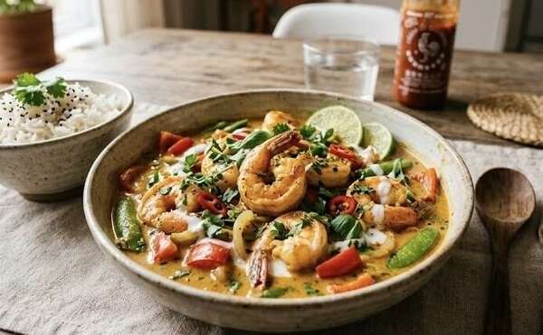Crevettes curry coco