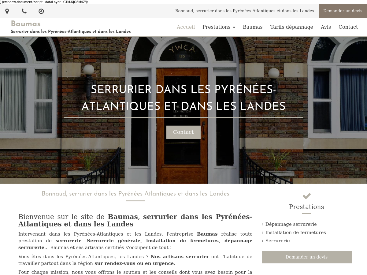 Exemple de site internet de Artisanat du BTP à Ossages