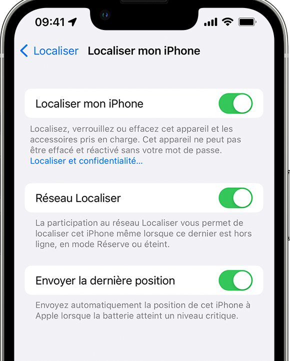 La fonction "Localiser" sur IOS