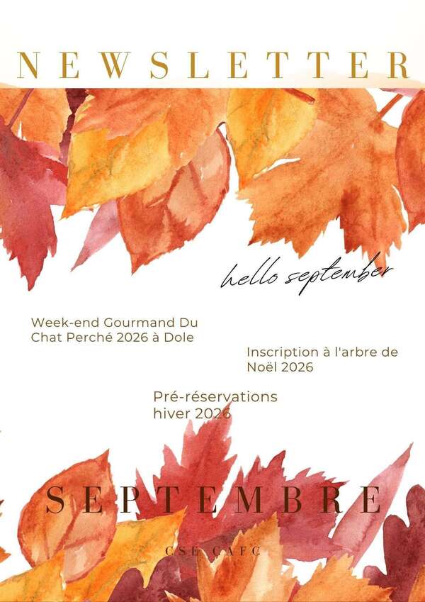 NEWSLETTER SEPTEMBRE 2026