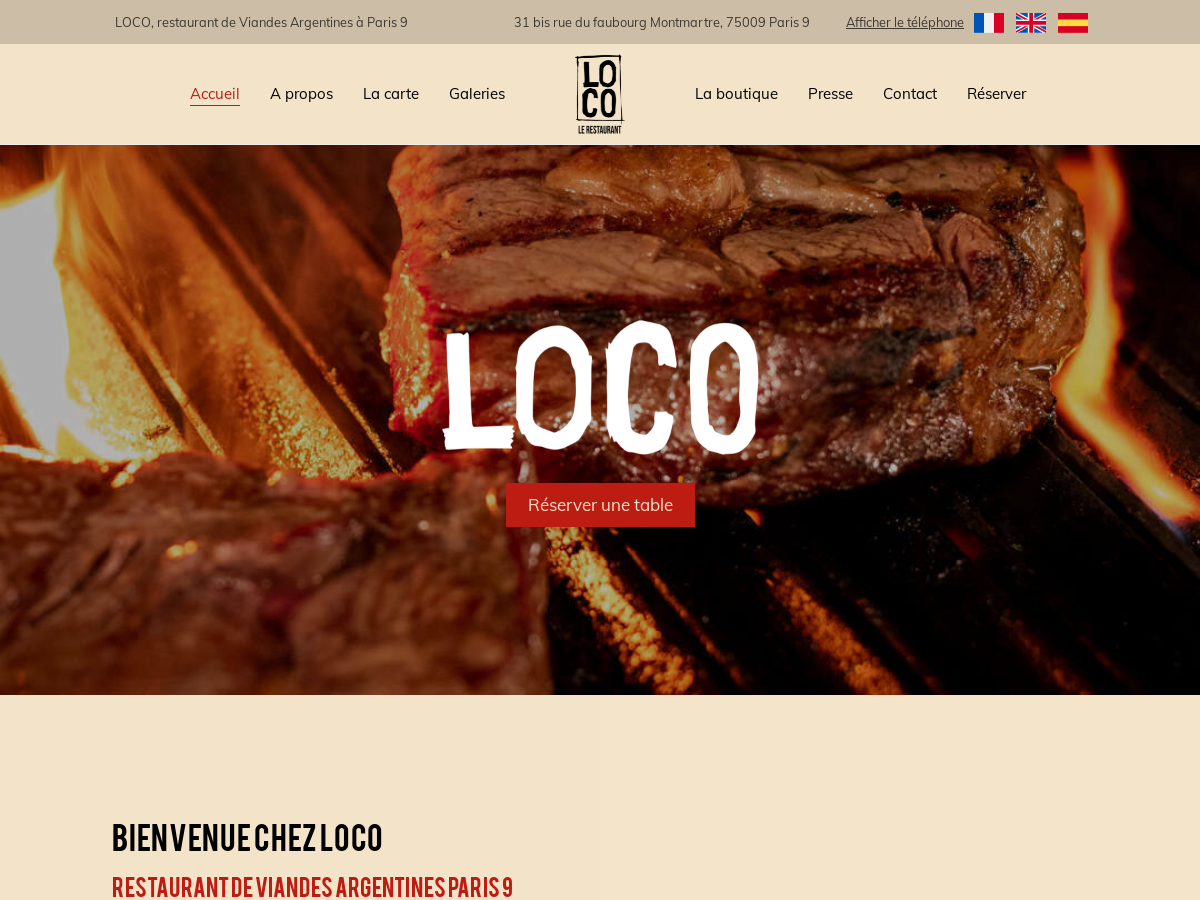 Exemple de site internet de Restaurant à concept à Paris 9