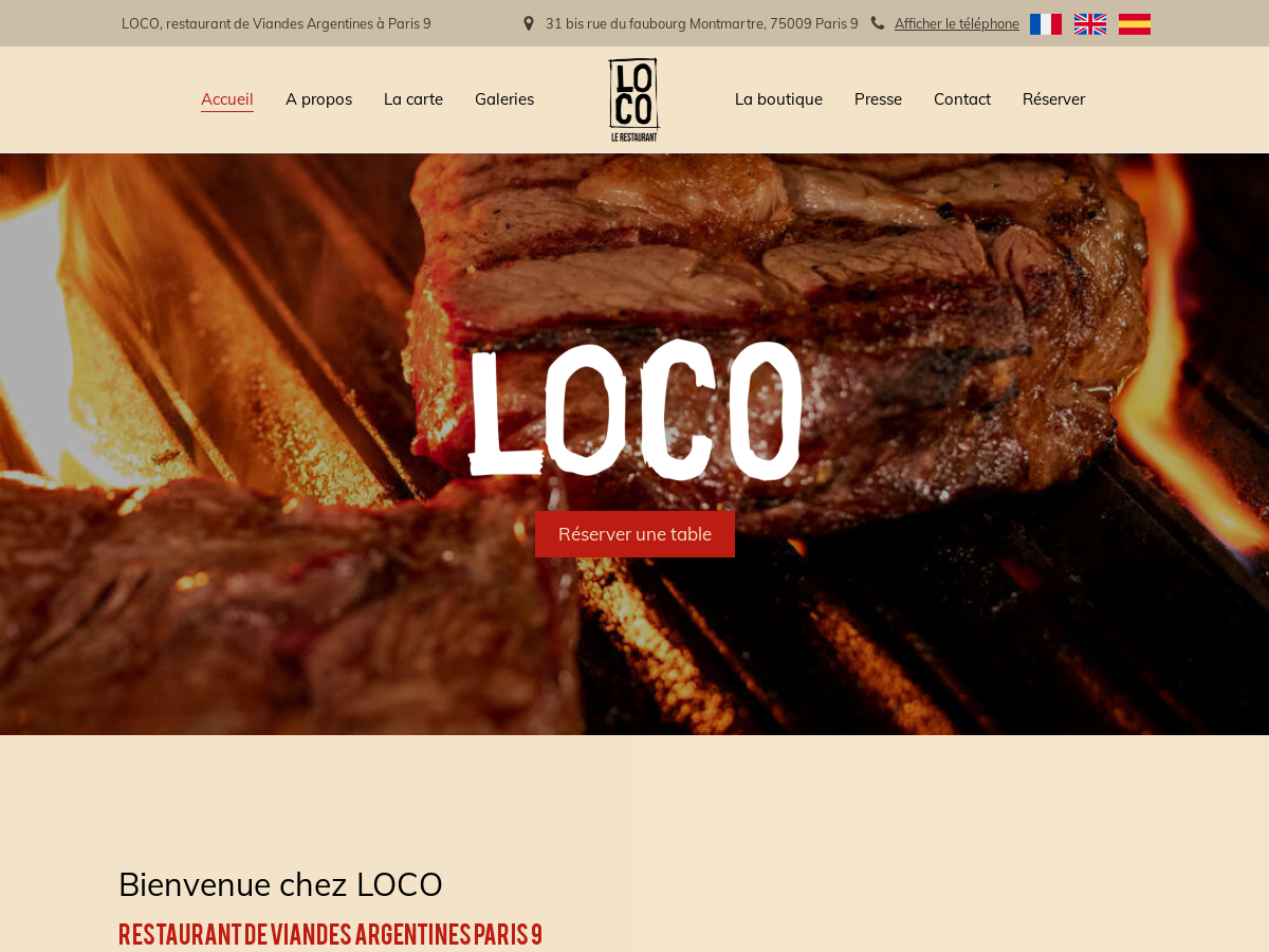 Exemple de site internet de Restaurant à concept à Paris 9