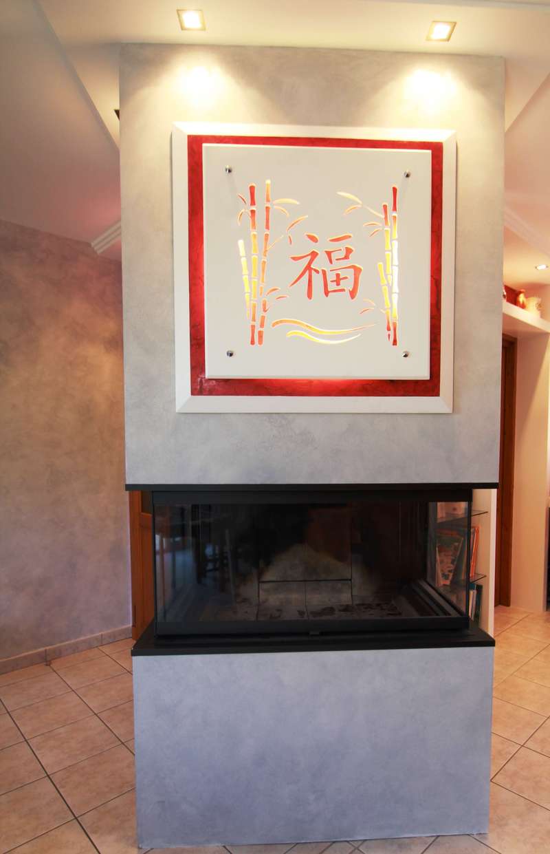 Cheminée Béton Minéral + Applique Staff