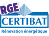 Logo RGE Certibat rénovation énergétique bleu et violet