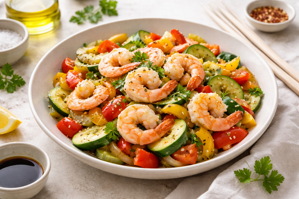 Wok aux crevettes et légumes 