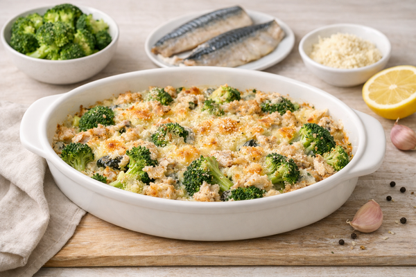 Gratin de maquereaux allégé au brocoli