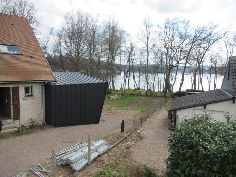 Extension bardée en joint debout anthracite.