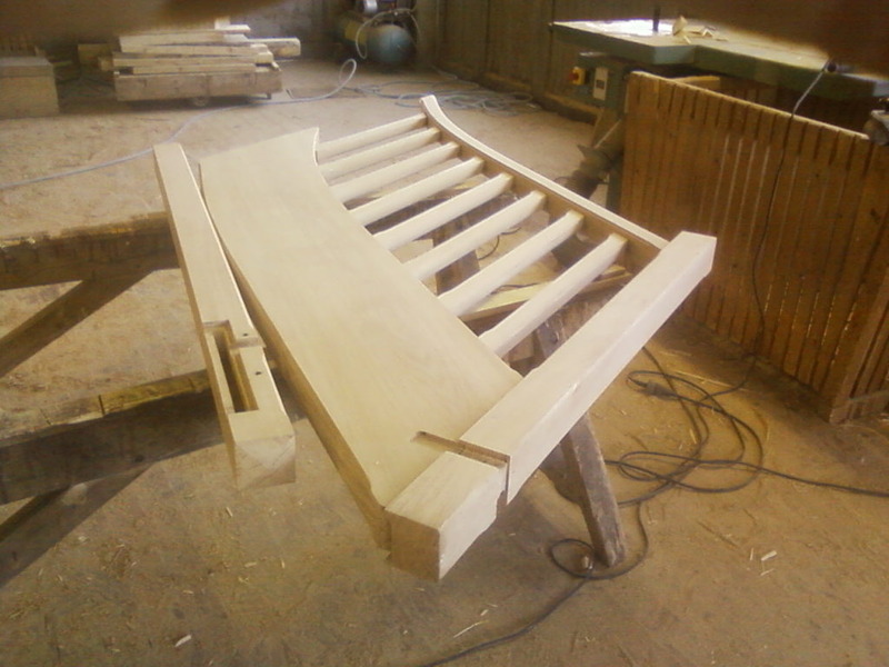 Volée d'escalier assemblée à l'atelier.