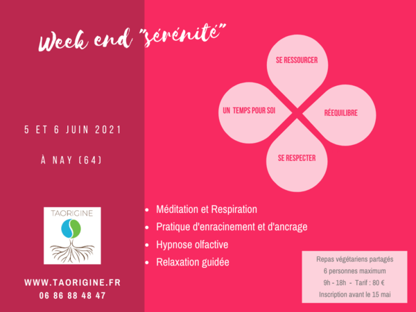 STAGE "Sérénité" 5 et 6 juin 2021