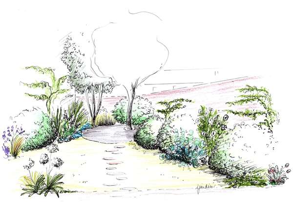 Un petit jardin de ville verdoyant