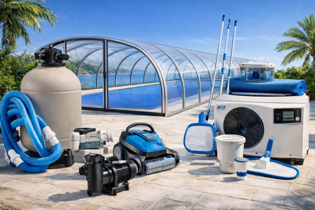 piscine avec équipements modernes et sécurisés